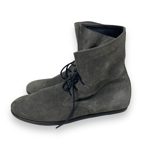 The Flexx Boots Women 10 Gray Leather Suede Ankle Minimalist Buccaneer Goth - Picture 4 of 9